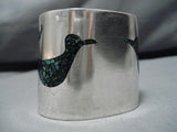 Wide And Heavy Vintage Navajo Turquoise Sterling Silver Native American Bracelet-Nativo Arts