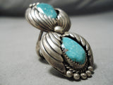 Tremendous Sadie Calvin Vintage Native American Navajo Turquoise Sterling Silver Ring Old-Nativo Arts