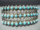 Early Vintage Native American Zuni Snake Eyes Turquoise Sterling Silver Bracelet Cuff-Nativo Arts