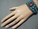 Astounding Native American Navajo Turquoise & Purple Spiny Oyster Sterling Silver Bracelet-Nativo Arts