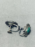 Early 1900's Vintage Native American Navajo Cerrillos Turquoise Sterling Silver Earrings-Nativo Arts