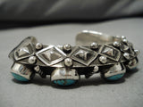 Important Heavy And Thick Vintage Native American Navajo #8 Turquoise Sterling Silver Bracelet-Nativo Arts