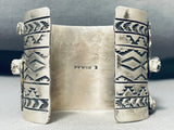181 Grams Powerful Bear Native American Navajo Turquoise Sterling Silver Bracelet Cuff-Nativo Arts