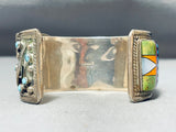 One Of Most Intricate Vintage Southwestern Turquoise Sterling Silver Bracelet-Nativo Arts