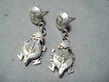 Whimsical Nel Morton Navajo Sterling Silver Earrings Native American-Nativo Arts