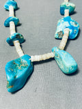 Very Old Vintage Native American Navajo Turquoise And White Shell Heishi Necklace-Nativo Arts