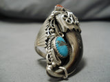 Superior Vintage Navajo John Tso Turquoise Sterling Silver Native American Ring-Nativo Arts