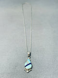 Eye Catching Vintage Native American Navajo Inlay Turquoise Lapis Sterling Silver Necklace-Nativo Arts