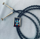 Harlan Coonsis Vintage Native American Zuni Turquoise Sterling Silver Knifewing Bolo Tie-Nativo Arts