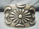 Expert Hand Tooled Wide Vintage Native American Navajo Sterling Silver Bracelet-Nativo Arts