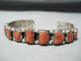 Expressive Navajo Coral Sterling Silver Bracelet Native American-Nativo Arts