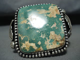 Huge Rare Squared Royston Turquoise Vintage Native American Navajo Sterling Silver Bracelet-Nativo Arts