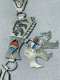 One Of The Best Inlay Vintage Native American Navajo Turquoise Sterling Silver Necklace Set-Nativo Arts