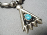 Incredible Vintage Navajo Blue Gem Turquoise Necklace Sterling Silver-Nativo Arts