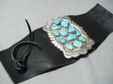 Magnificent Vintage Native American Zuni Sleeping Beauty Turquoise Sterling Silver Bowguard-Nativo Arts