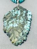 Phenomenal Native American Zuni Colossal Turquoise Carved Leaf Heishi Necklace-Nativo Arts