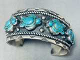 Turtle Turquoise Vintage Native American Navajo Sterling Silver Bracelet Cuff-Nativo Arts