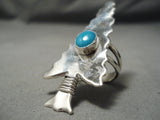 One Of The Biggest Vintage Native American Navajo Arrowhead Turquoise Sterling Silver Ring-Nativo Arts