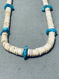 Native American Superb Vintage Santo Domingo Kingman Turquoise Shell Sterling Silver Necklace-Nativo Arts