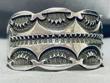 128 Gram Into The Deep Stamp Vintage Native American Navajo Sterling Silver Bracelet-Nativo Arts