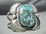 Rare Old Morenci Vintage Native American Navajo Leaf Sterling Silver Bracelet-Nativo Arts