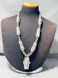 Ceremony Drum Vintage Native American Navajo Turquoise Sterling Silver Necklace-Nativo Arts