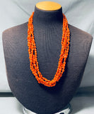 Very Rare Chunky Coral Native American Navajo Sterling Silver Necklace-Nativo Arts