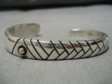 Important Vintage Native American Navajo Jimmie King Jr Sterling Silver 14k Gold Bracelet-Nativo Arts