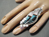 Expressive Vintage Zuni Turquoise Sterling Silver Ring Native American Old-Nativo Arts