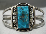 Stunning Vintage Native American Navajo Pilot Mountain Turquoise Sterling Silver Bracelet Old-Nativo Arts