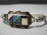 Incredible Intricate Vintage Native American Navajo Spiderweb Turquoise Sterling Silver Bracelet-Nativo Arts