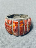 Eye-catching Native American Navajo Spiny Oyster Sterling Silver Ring-Nativo Arts