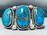 Incomparable Vintage Native American Navajo Turquoise Mountain Sterling Silver Bracelet-Nativo Arts