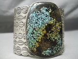 One Of The Most Intense Spiderweb Turquoise Native American Navajo Sterling Silver Bracelet-Nativo Arts