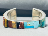 One Of The Most Unique Ever Native American Navajo Turquoise Inlay Sterling Silver Bracelet-Nativo Arts