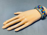 Southwest Rare Side Inlay Turquoise Sterling Silver Bracelet-Nativo Arts