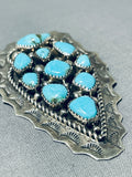 Bill Slim Vintage Native American Navajo Kingman Turquoise Sterling Silver Pin/ Pendant Signed-Nativo Arts
