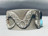 Native American Heavy Snake Vintage Navajo Turquoise Sterling Silver Bracelet-Nativo Arts
