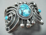 Authentic Native American Navajo Aaron Anderson Rare Turquoise Sterling Silver Bracelet-Nativo Arts