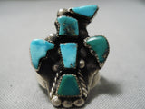 Early 1900's Vintage Native American Navajo Turquoise Sterling Silver Bird Ring Old-Nativo Arts