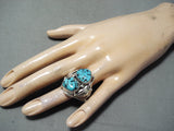Signed Navajo Native American Sleeping Beauty Turquoise Sterling Silver Ring-Nativo Arts
