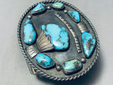 165 Grams Museum Vintage Native American Navajo Morenci Turquoise Sterling Silver Bracelet-Nativo Arts