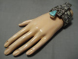 One Of Best Native American Navajo Alex Sanchez Turquoise Sterling Silver Bracelet-Nativo Arts