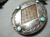 Very Rare Snakeskin Vintage Native American Navajo Turquoise Sterling Silver Concho Belt-Nativo Arts