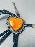 Rare Womens Vintage Native American Navajo Heart Shell Sterling Silver Bolo Tie-Nativo Arts