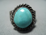 Marvelous Vintage Native American Navajo Kingman Turquoise Sterling Silver Ring Old-Nativo Arts