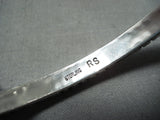 Thick Detailed Cubed Cuff Vintage Native American Navajo Sterling Silver Bracelet-Nativo Arts