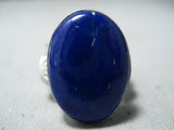 Stunning Navajo Lapis Sterling Silver Ring Native American Old-Nativo Arts
