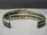 One Of The Earliest Heart Sterling Silver Vintage Native American Navajo #8 Turquoise Bracelet-Nativo Arts