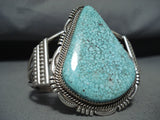 Spectacular Native American Navajo Signed Tight Spiderweb Turquoise Sterling Silver Bracelet-Nativo Arts